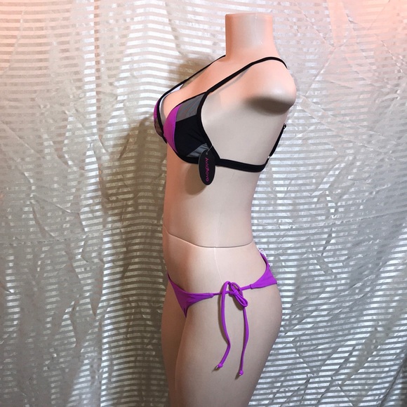 👙NWT Reversible Argyle Neon Purple String Bikini - Picture 11 of 16